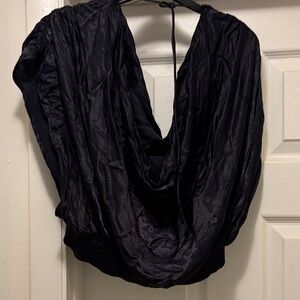 Free People Black Draped Cowl Neck Top
